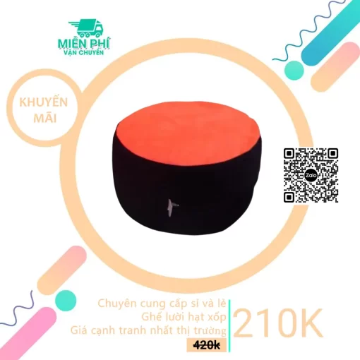 Gối gác chân giá rẻ - Mẫu tròn phối màu đen-cam DGL009